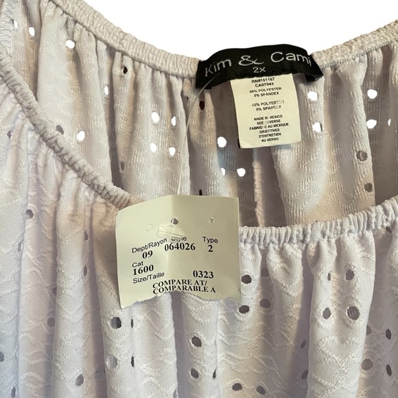 Kim & Cami White Stretchy Eyelet Top -Size 2X NWT- - Picture 4 of 8